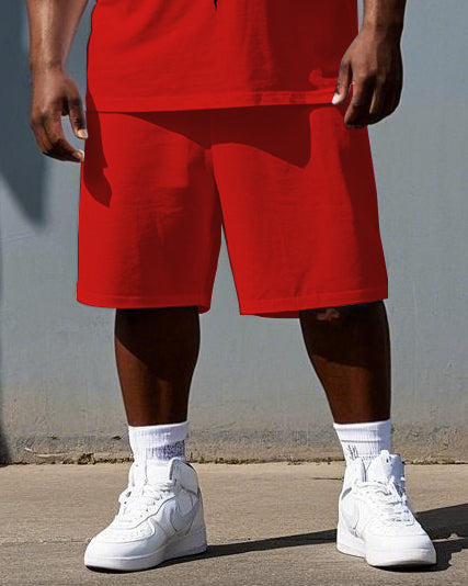 Big & Tall Graphic Skull T-Shirt Shorts Set for big men view 3