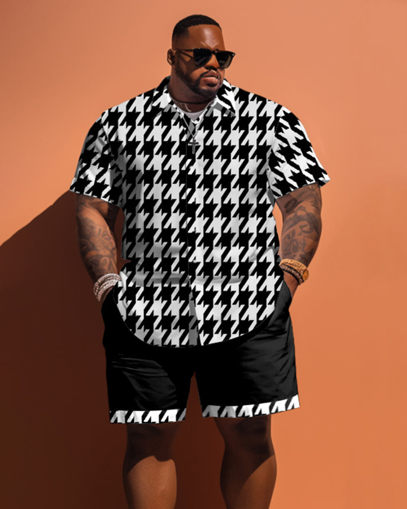 Big & Tall Plaid Graphic T-Shirt Shorts Set for big men view 1