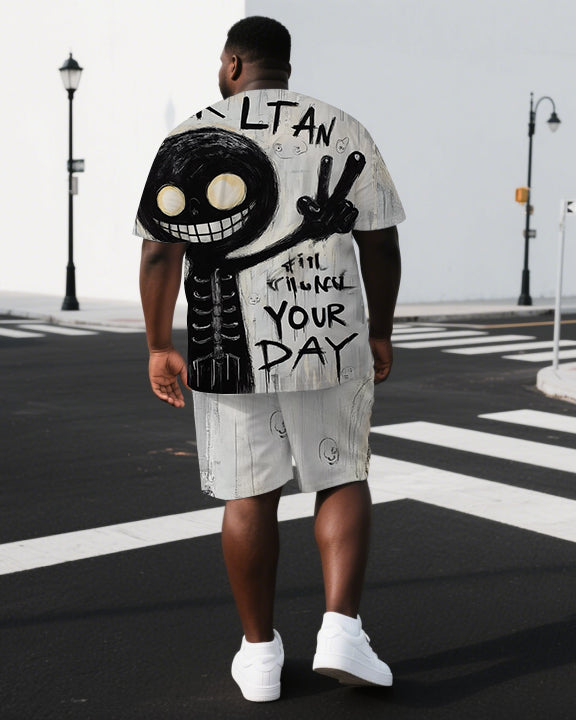 Big & Tall Graphic T-Shirt Shorts Set for big men view 1