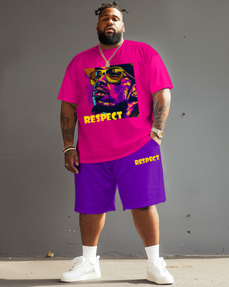 Big & Tall Graphic Streetwear T-Shirt Shorts Set for big men view 1