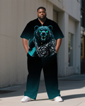 Big & Tall Gradient Graffiti T-Shirt Pants Set for big men view 1