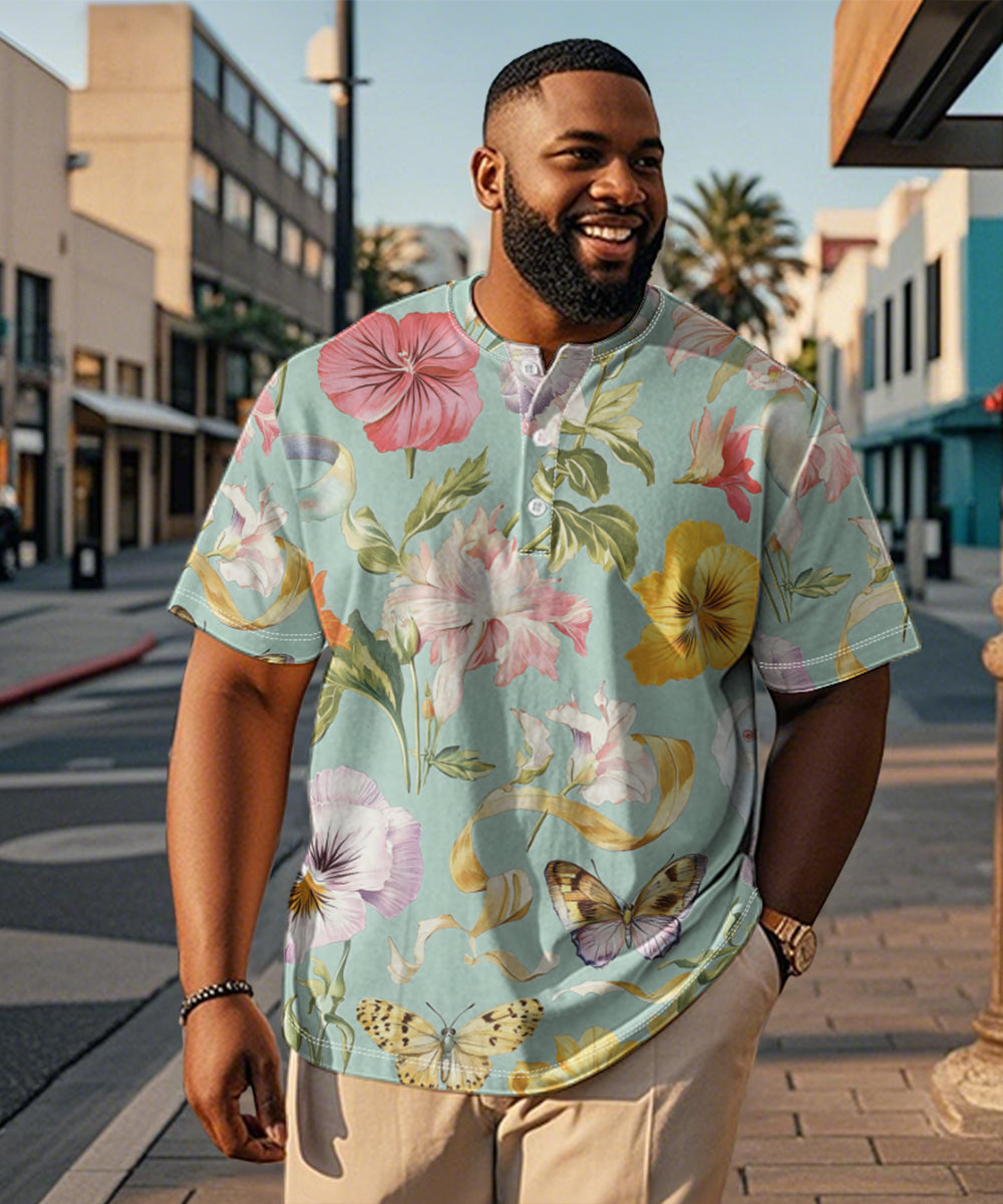 Big & Tall Green Hawaiian Graphic T-Shirt for big men view 1