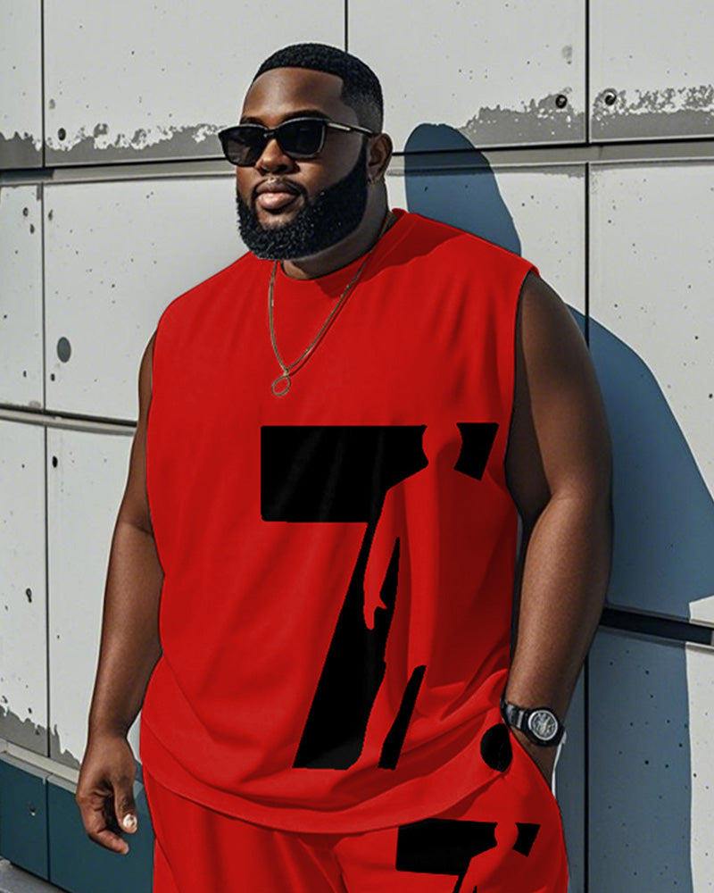 Big & Tall Red Graphic Tank Top for big men view 2