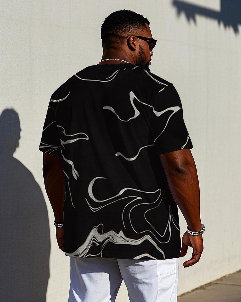 Big & Tall Black Graphic Streetwear Jeans for big men view 2