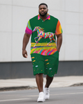 Big & Tall Graffiti Streetwear Polo Shorts Set for big men view 1