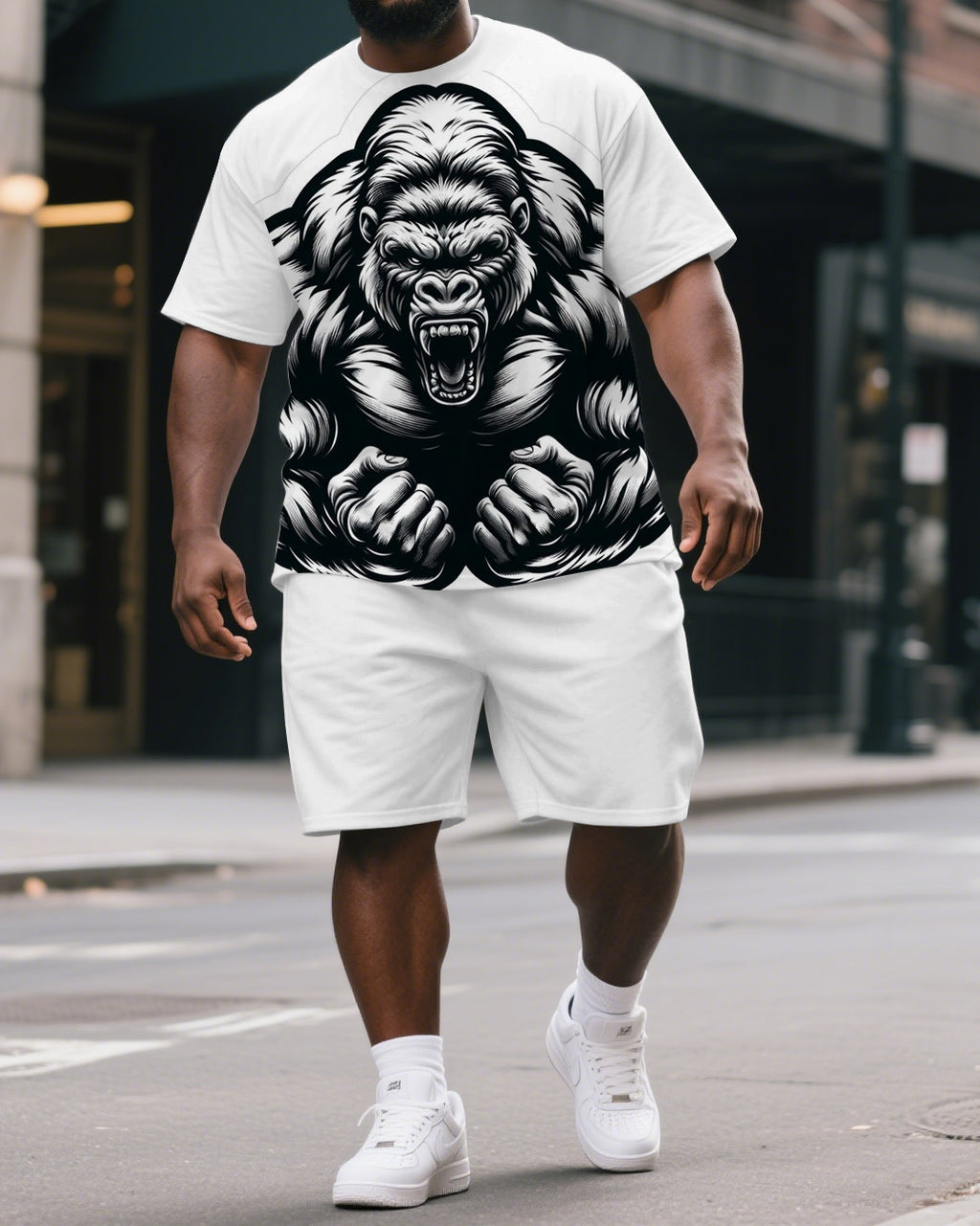 Big & Tall Graphic T-Shirt Shorts Set for big men view 1