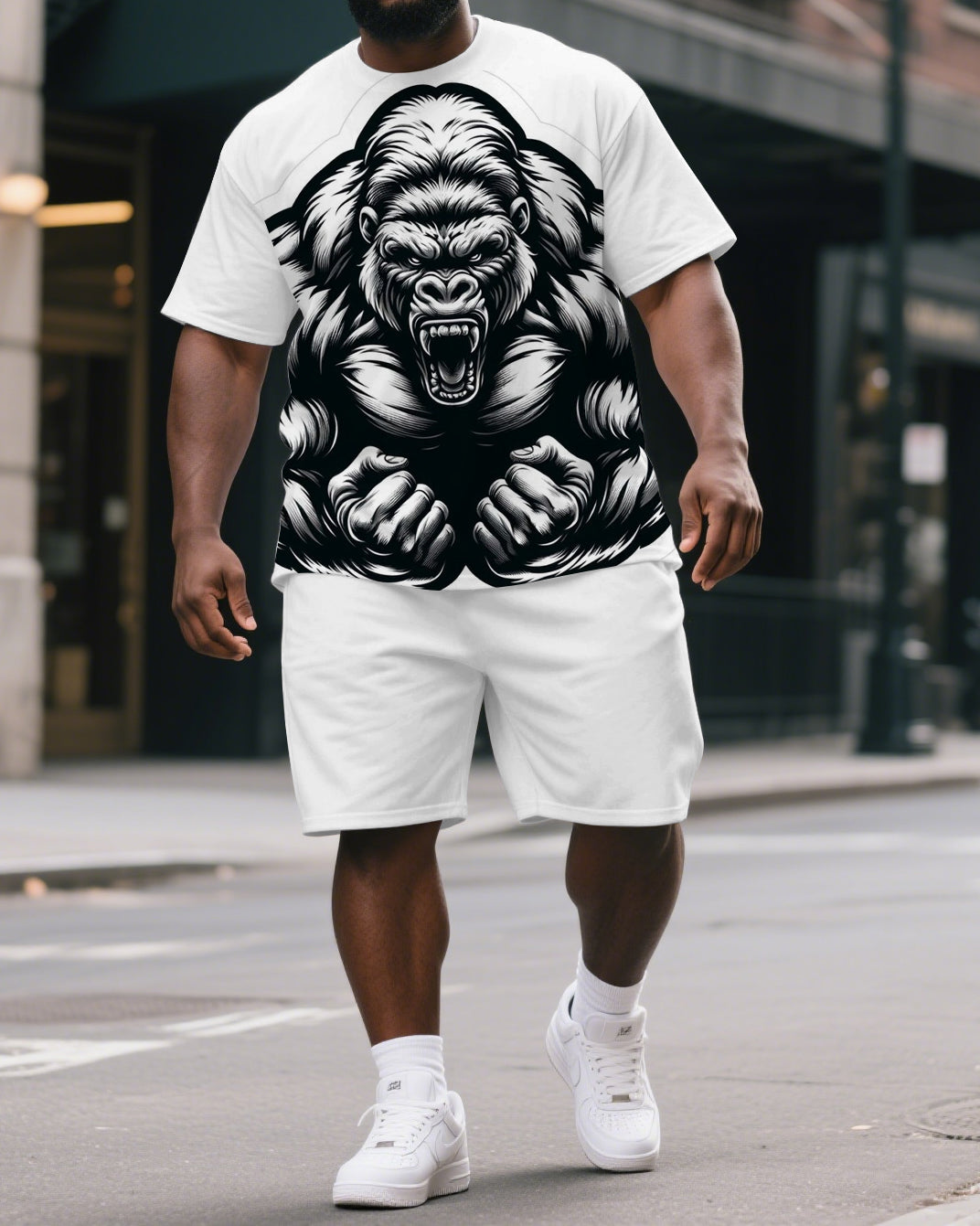 Big & Tall Graphic T-Shirt Shorts Set for big men view 1