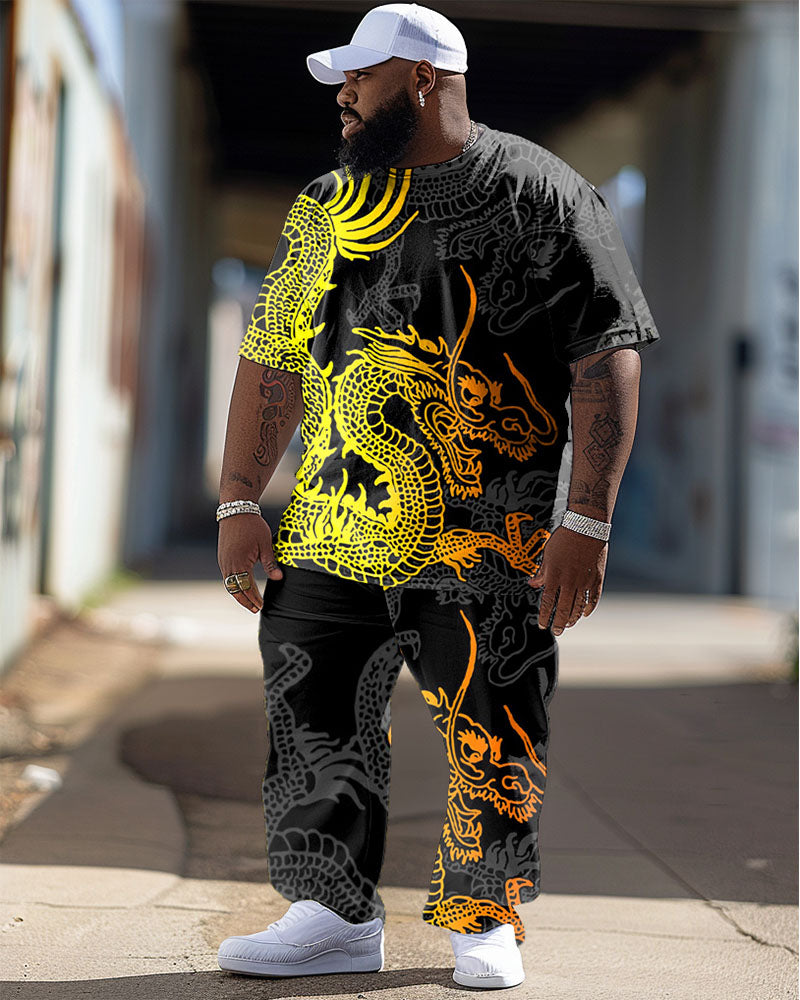 Big & Tall Gradient Graphic T-Shirt Pants Set for big men view 1