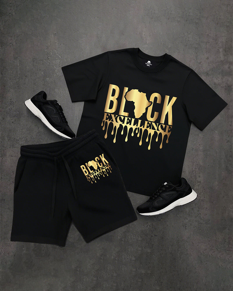 Big & Tall Black Juneteenth T-Shirt Shorts Set for big men view 3