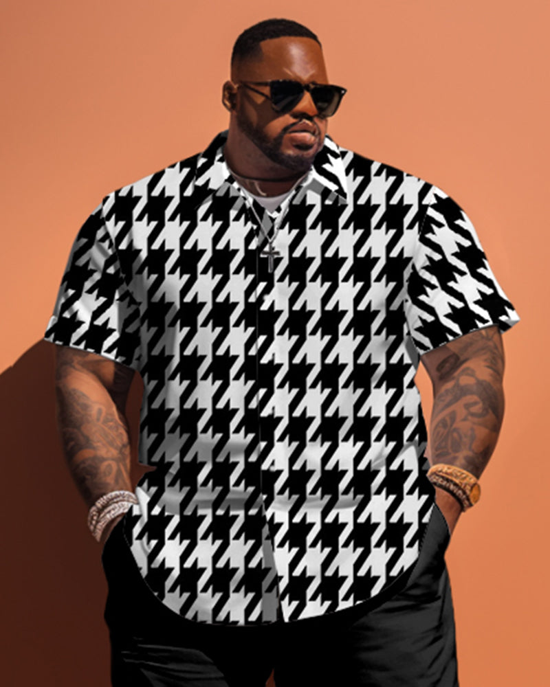 Big & Tall Plaid Graphic T-Shirt Shorts Set for big men view 2