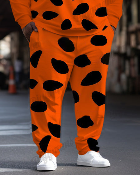 Big & Tall Orange Graphic Hoodie Sweatpants Set for big men view 3