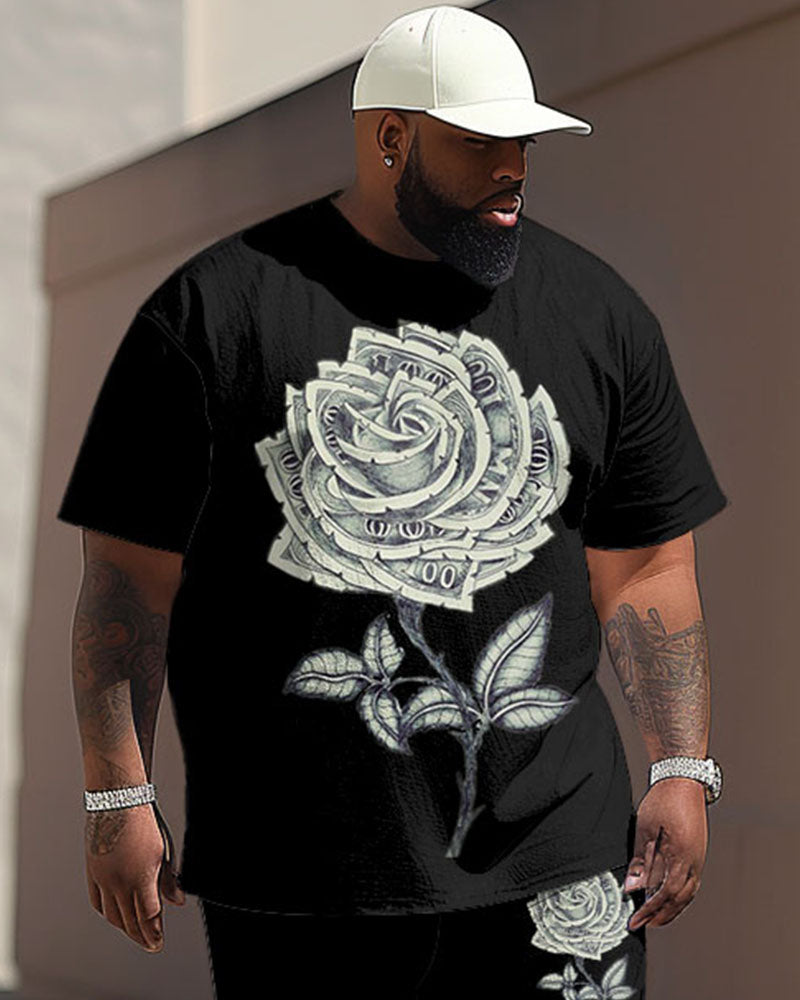 Big & Tall Graphic Streetwear T-Shirt Pants Set for big men view 2
