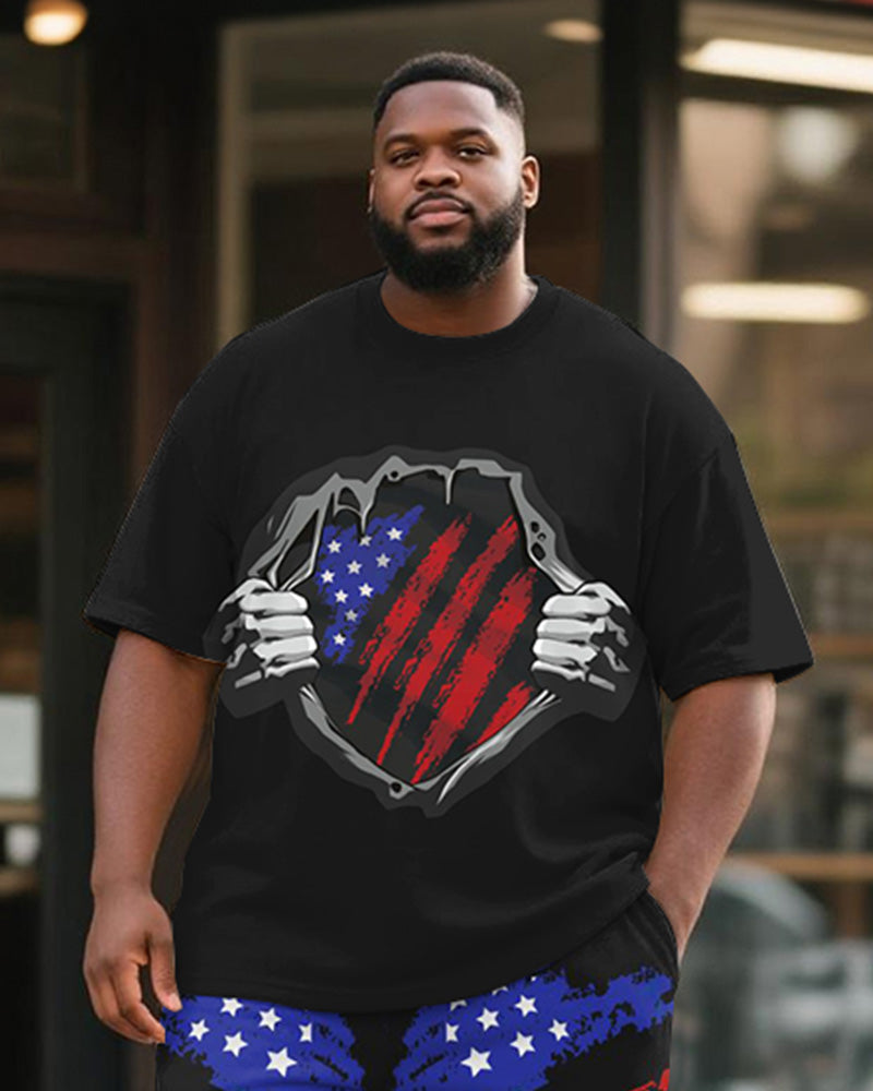 Big & Tall Graphic T-Shirt Shorts Set for big men view 2