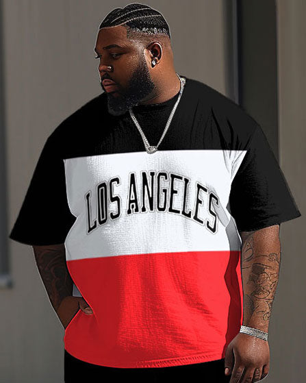 Big & Tall Colorblock Graphic T-Shirt Pants Set for big men view 2