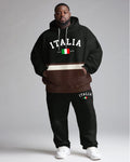 Big & Tall Black Graphic Hoodie Sweatpants Set for big men view 1