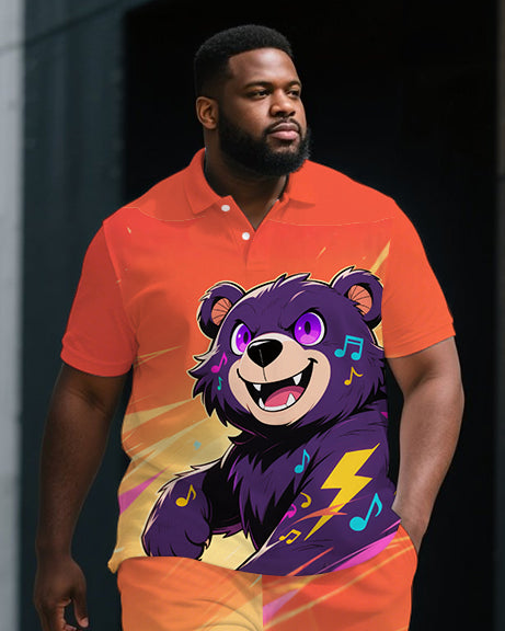 Big & Tall Streetwear Polo Shorts Set for big men view 2