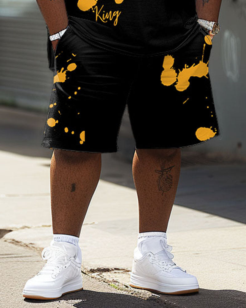 Big & Tall Graphic Graffiti T-Shirt Shorts Set for big men view 4