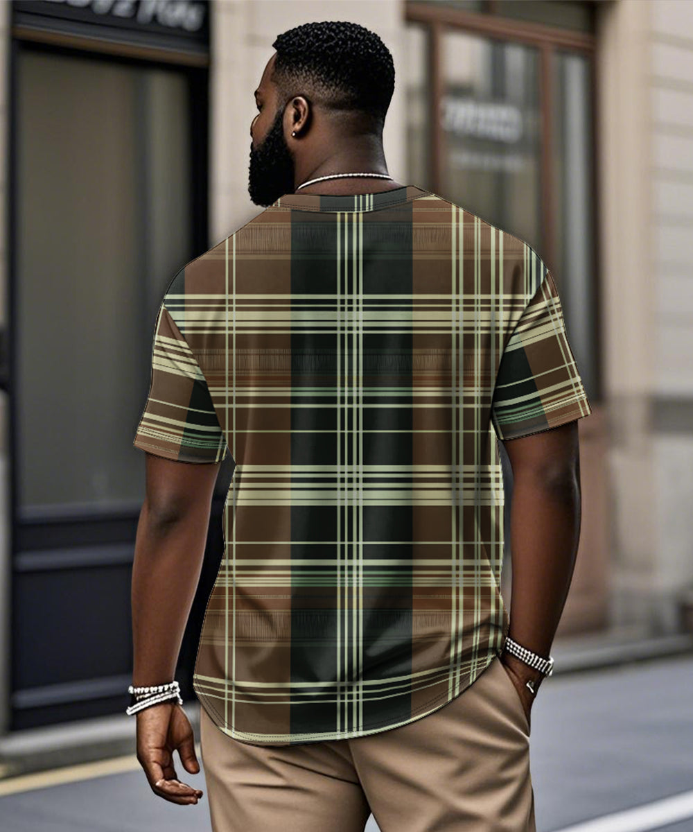 Big & Tall Green Plaid Graphic T-Shirt for big men view 2