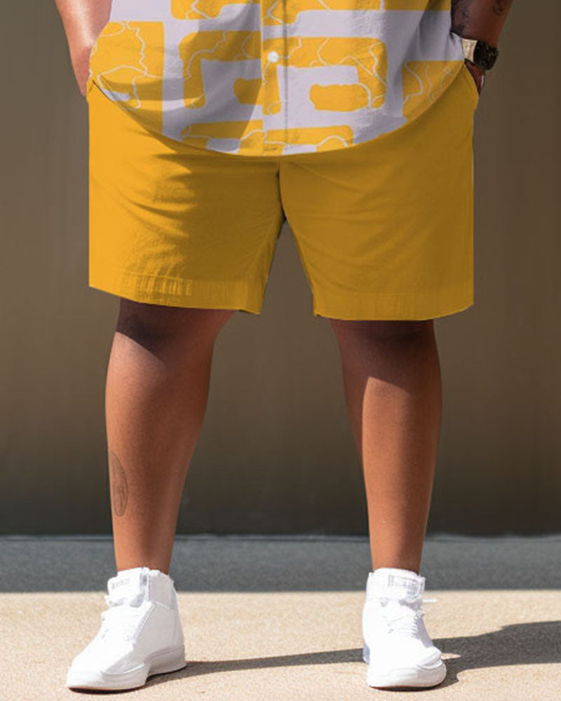 Big & Tall Geometric Graphic T-Shirt Shorts Set for big men view 4