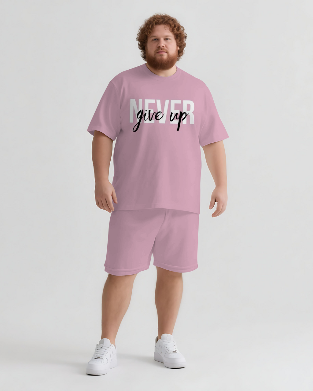 Big & Tall Graphic Streetwear T-Shirt Shorts Set for big men view 2