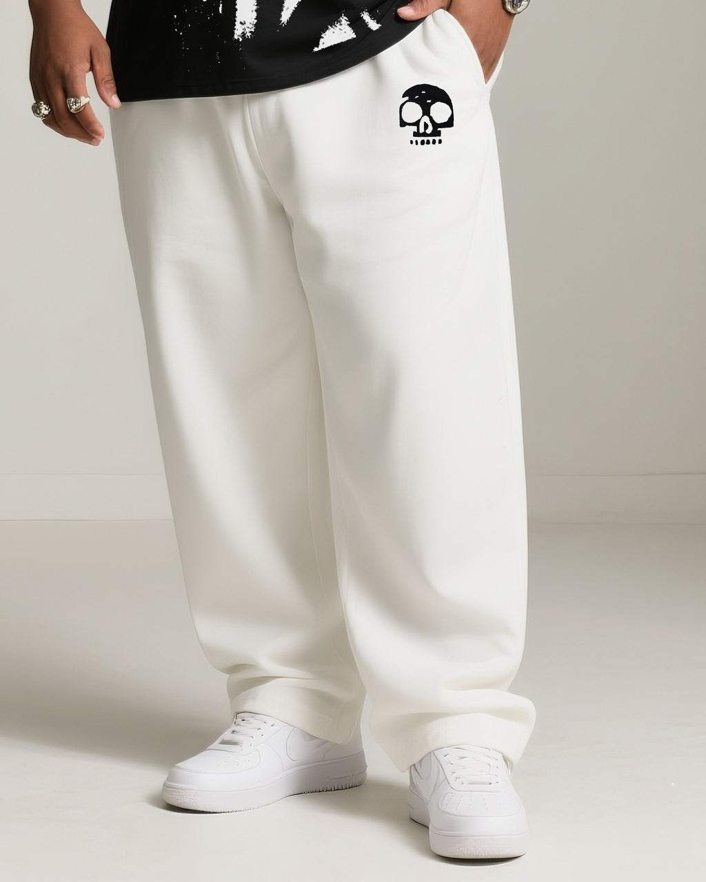 Big & Tall Streetwear Skull T-Shirt Pants Set for big men view 3