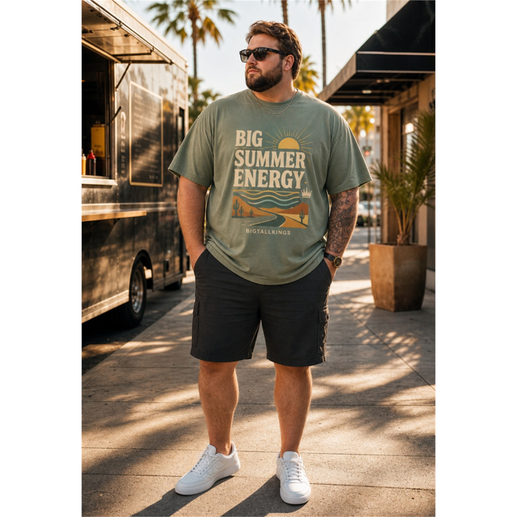 Big & Tall Hawaiian Plaid Graphic T-Shirt Shorts Set for big men view 1