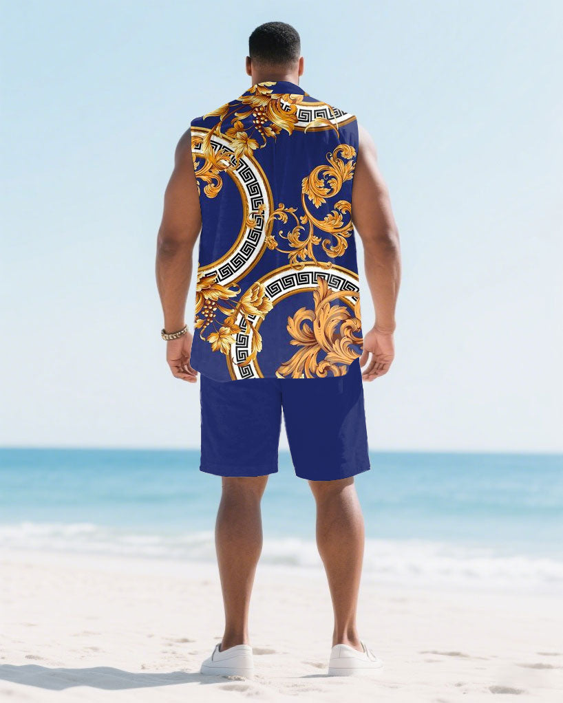 Big & Tall Hawaiian Shirt Shorts Set for big men view 4