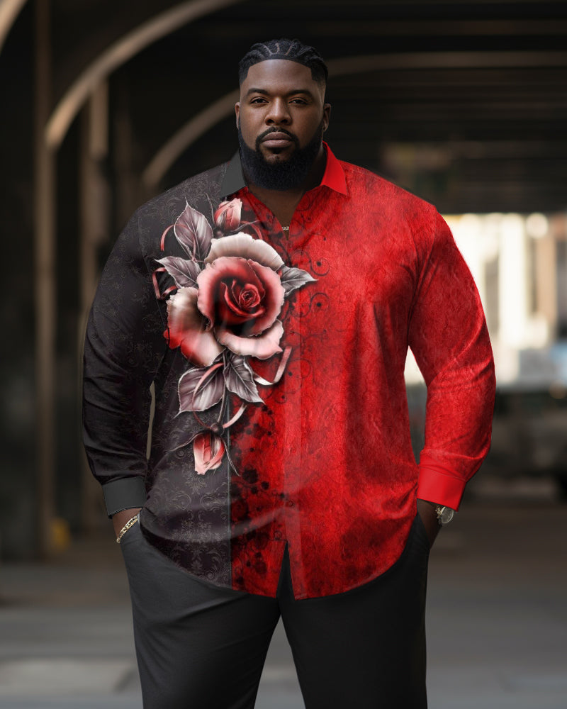 Big & Tall Colorblock Long Sleeve Shirt for big men