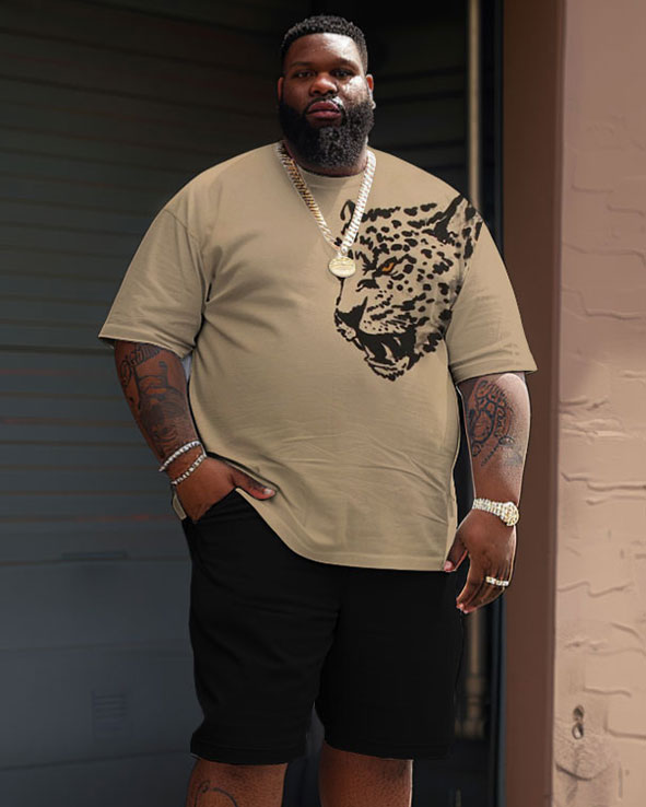 Big & Tall Graphic Streetwear T-Shirt Shorts Set for big men view 1