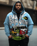 Big & Tall Graffiti Streetwear Hoodie Sweatpants Set for big men