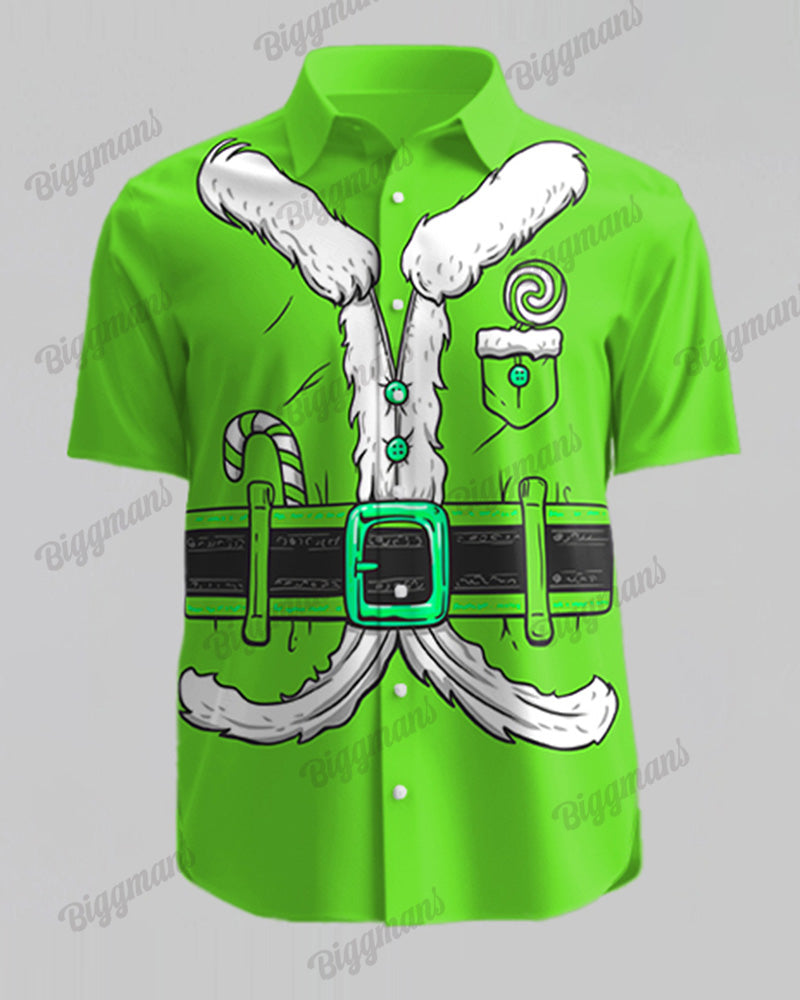 Big & Tall Green Streetwear T-Shirt Shorts Set for big men view 4