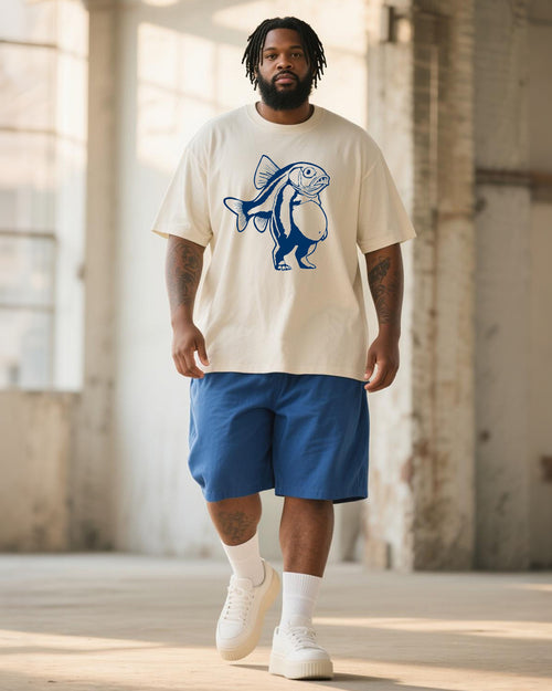 Big & Tall Graffiti Streetwear T-Shirt Shorts Set for big men view 1