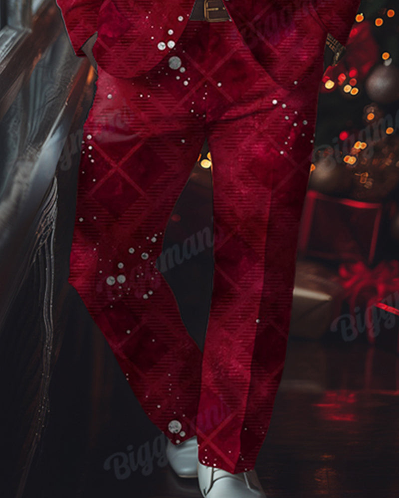 Big & Tall Red Plaid Graphic Two-piece Set for big men view 3