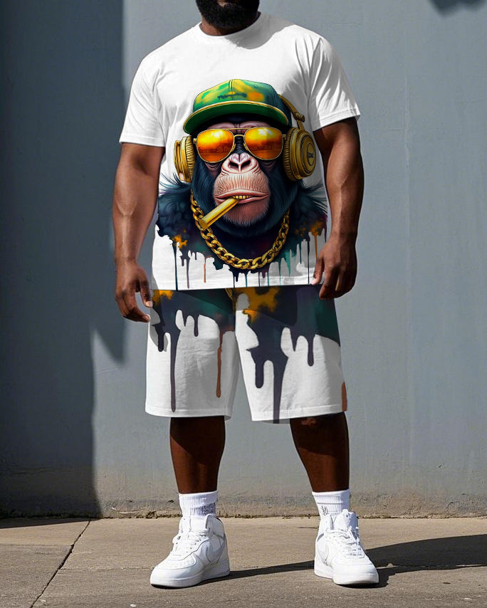 Big & Tall Streetwear T-Shirt Shorts Set for big men view 1