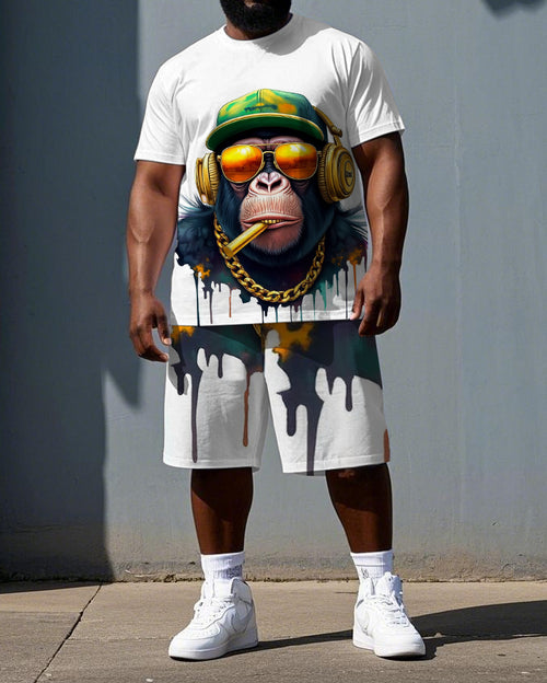 Big & Tall Streetwear T-Shirt Shorts Set for big men view 1
