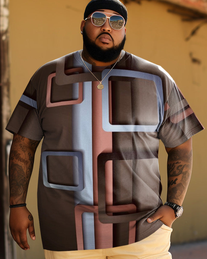 Big & Tall Geometric Plaid Graphic T-Shirt for big men