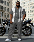 Big & Tall Black White T-Shirt Pants Set for big men view 1