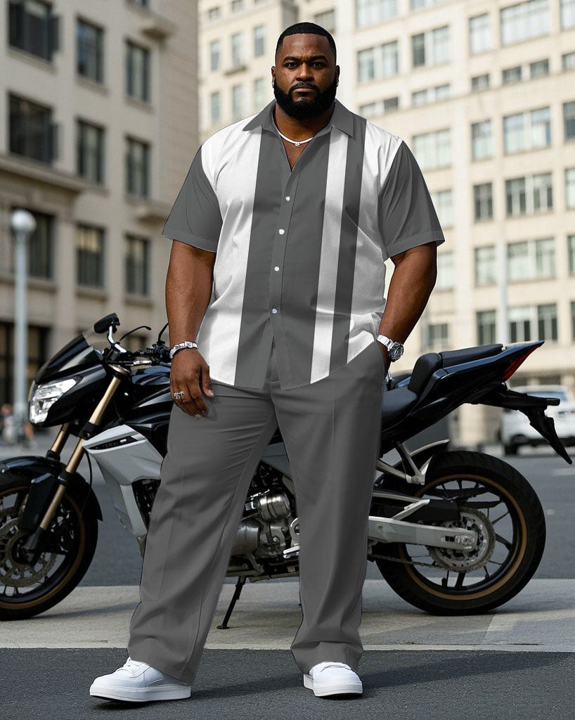 Big & Tall Black White T-Shirt Pants Set for big men view 1