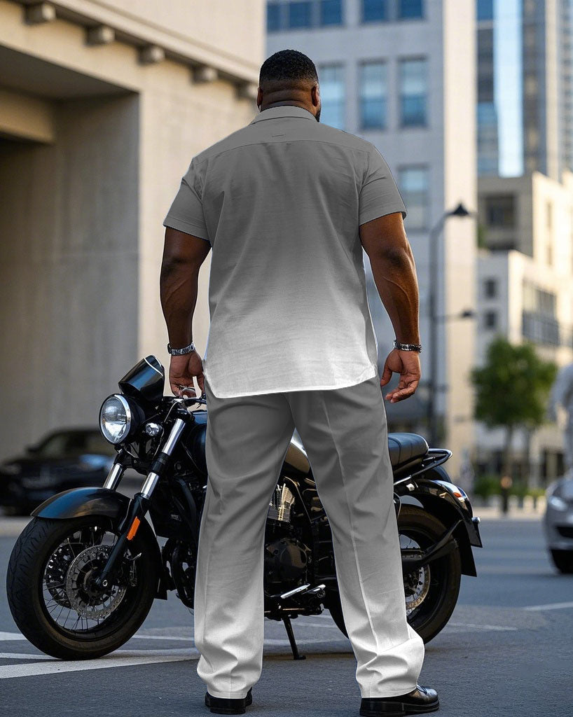 Big & Tall Gray Gradient T-Shirt Pants Set for big men view 4