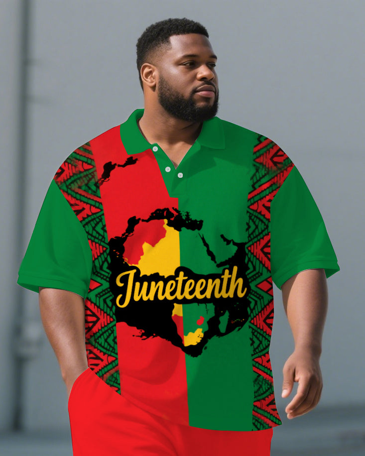 Big & Tall Juneteenth Polo Shorts Set for big men view 2
