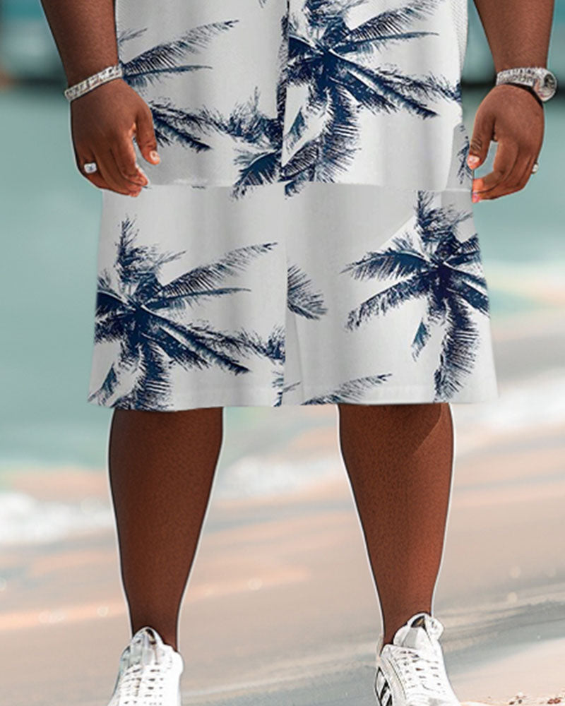 Big & Tall Hawaiian Graphic T-Shirt Shorts Set for big men view 4