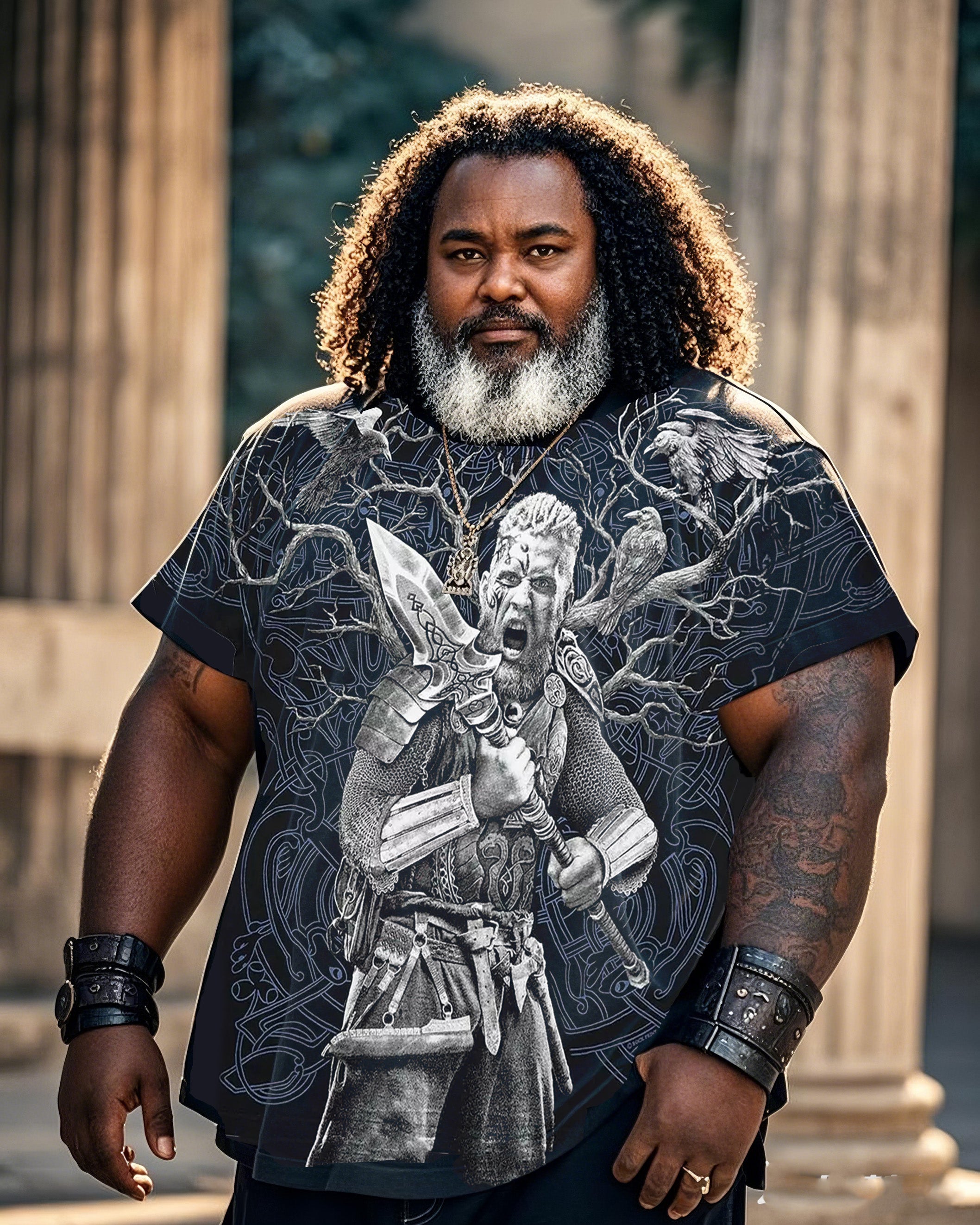Big & Tall Black Graphic T-Shirt for big men view 1