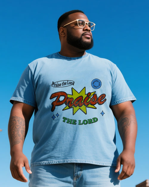 Big & Tall Denim T-Shirt Shorts Set for big men view 2