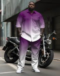 Big & Tall Purple Gradient Shirt Pants Set for big men view 1