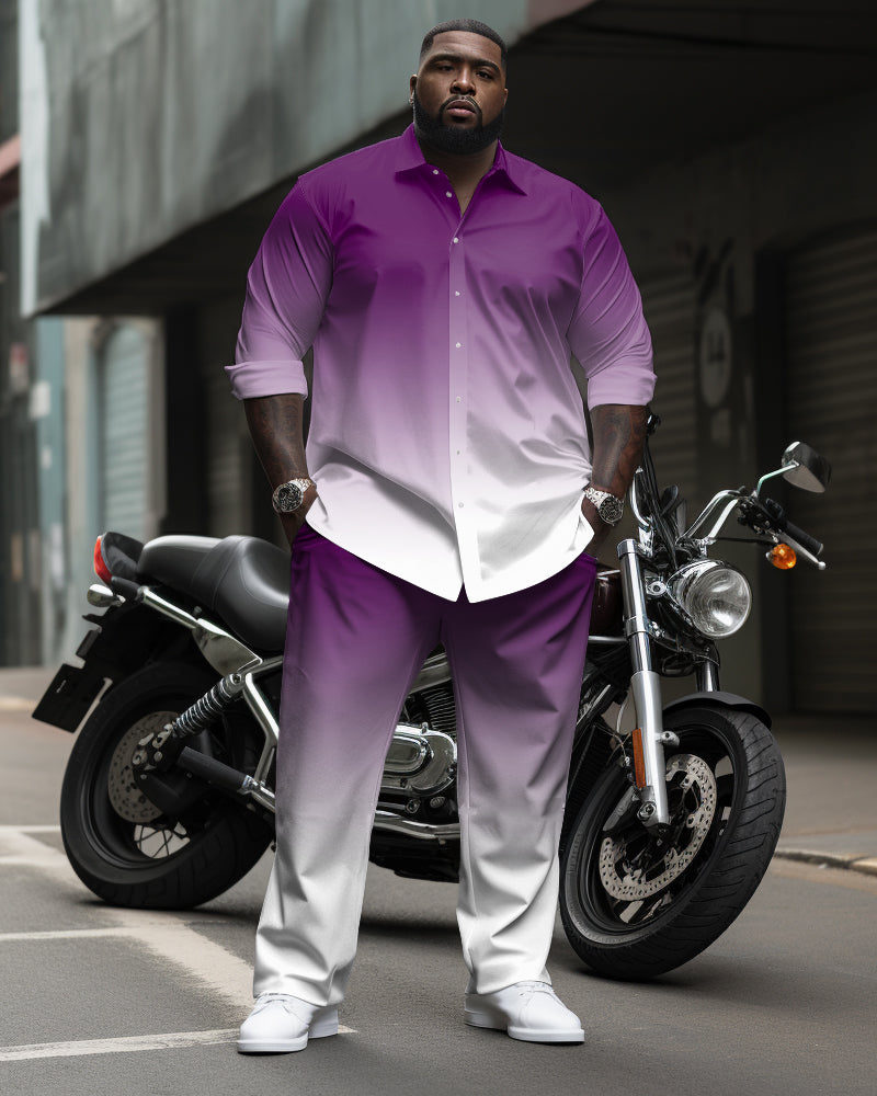 Big & Tall Purple Gradient Shirt Pants Set for big men view 1