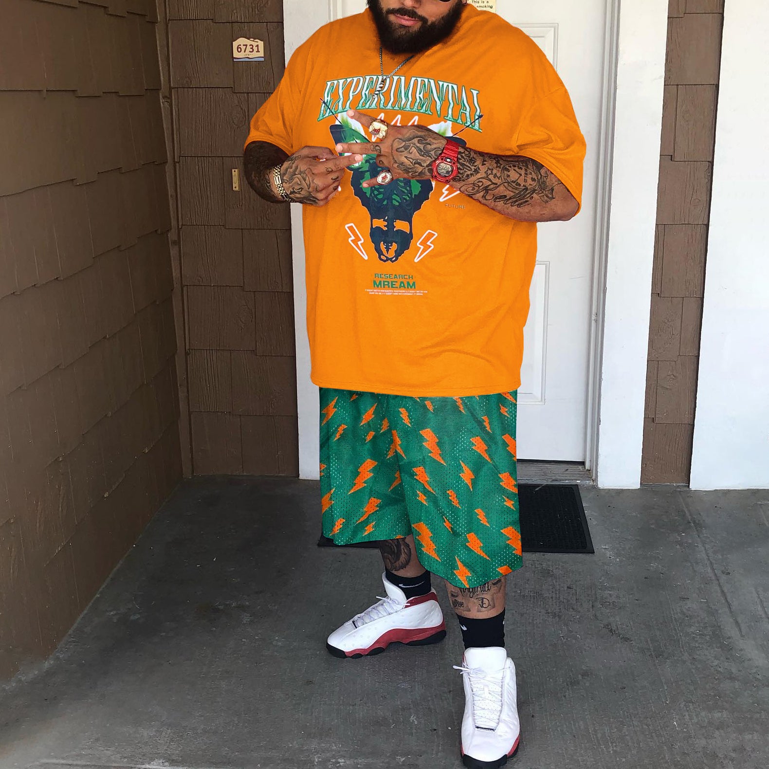 Big & Tall Graphic T-Shirt Shorts Set for big men view 2