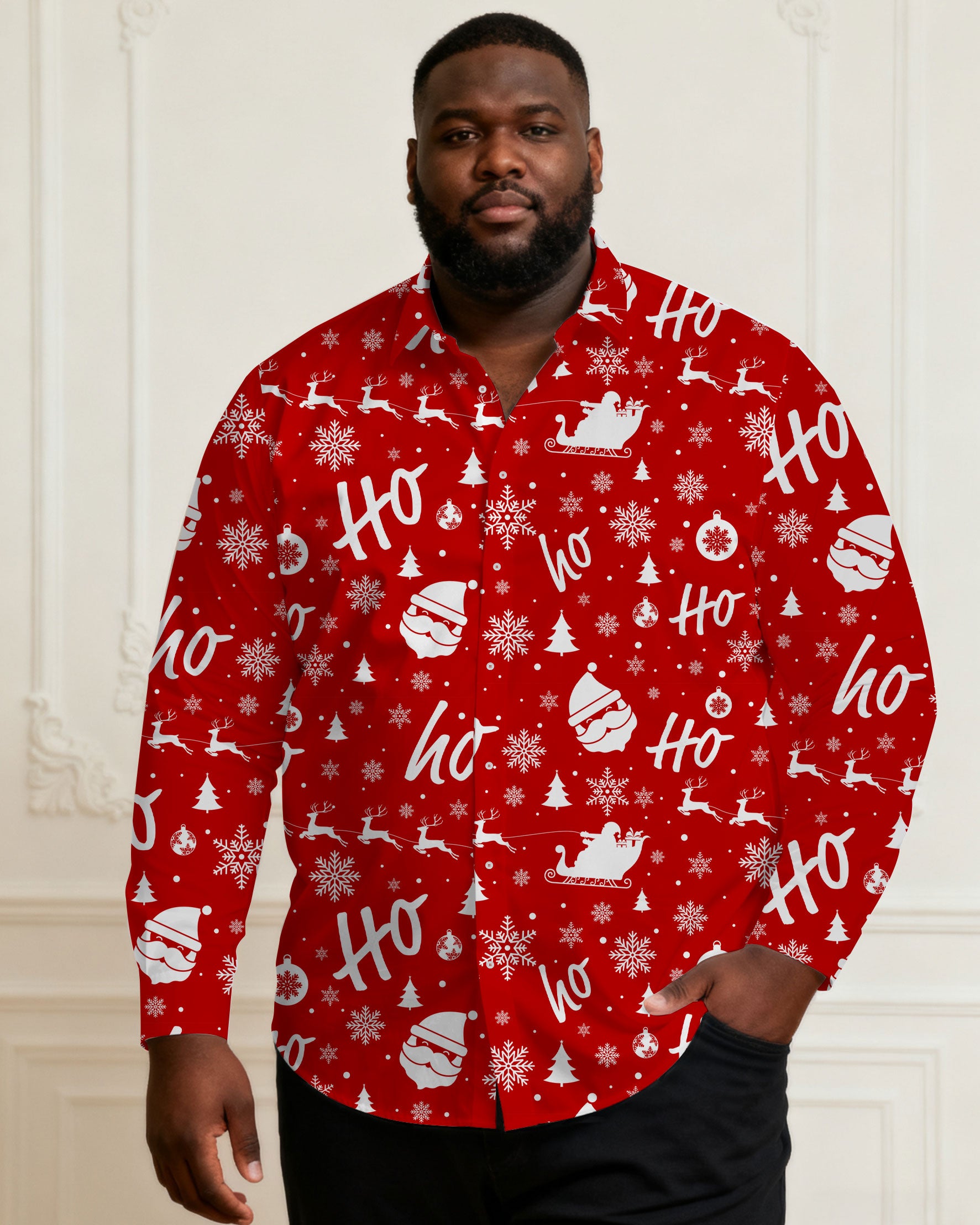 Big & Tall Red Business Casual Long Sleeve Shirt for big men view 1