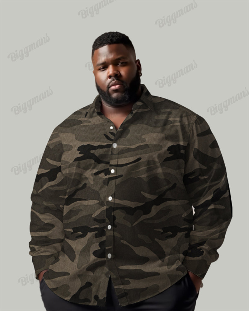 Big & Tall Graphic Camouflage Long Sleeve Shirt for big men