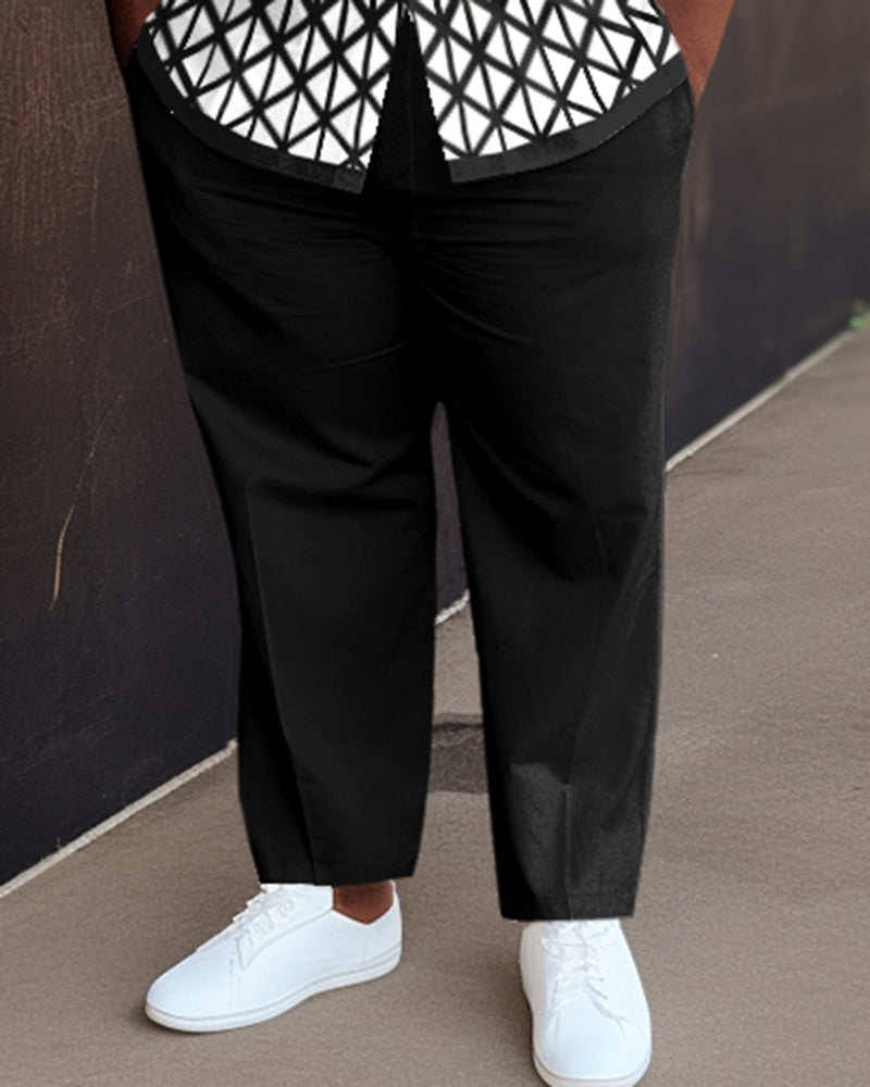 Big & Tall Black Gradient Shirt Pants Set for big men view 3