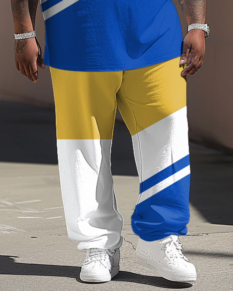 Big & Tall Colorblock Graphic T-Shirt Pants Set for big men view 3